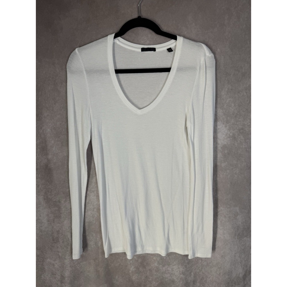 ATM Anthony Thomas Melillo Modal Rib Long Sleeve Crew In White Women's Sz M